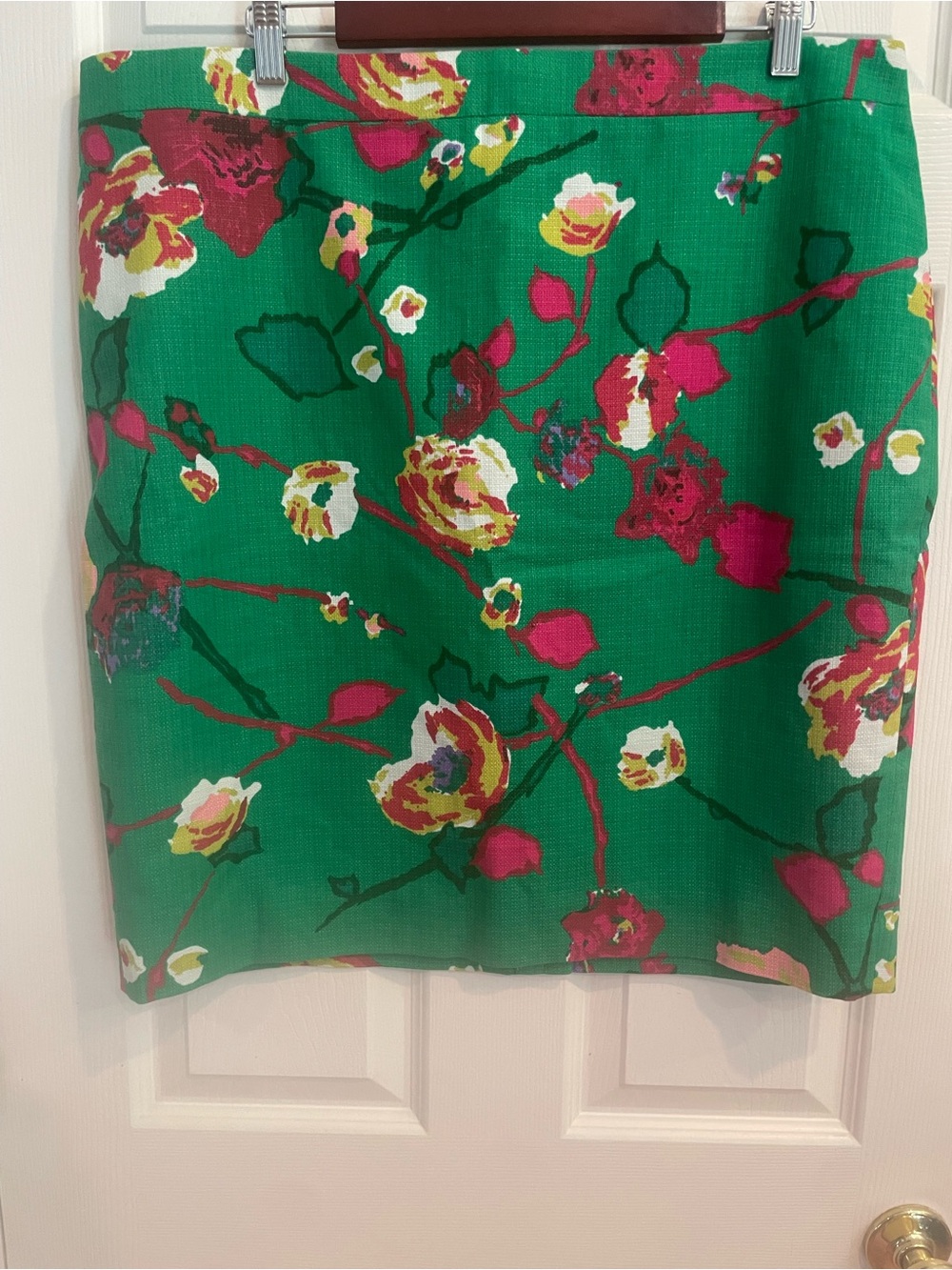 JCrew Green Floral Pencil Skirt